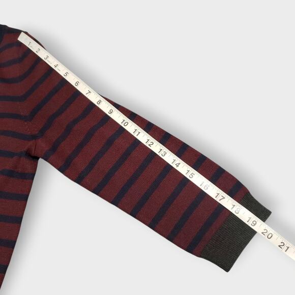 Talbots Wool Blend Striped Sweater Dress Burgundy Blue Sz Small Fall Business - Picture 9 of 11